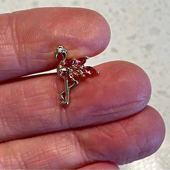 Rose Gold Flamingo Stud Earrings, Animal Earrings, - Picture 7 of 10